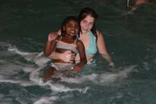 sisters in the pool