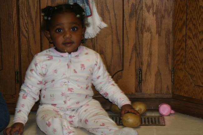 I put the potatoes in the register